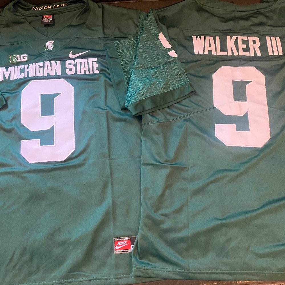 Nike MICHIGAN STATE SPARTANS KENNETH WALKER JERSEY Sz M,L,XL,2XL New Seahawks